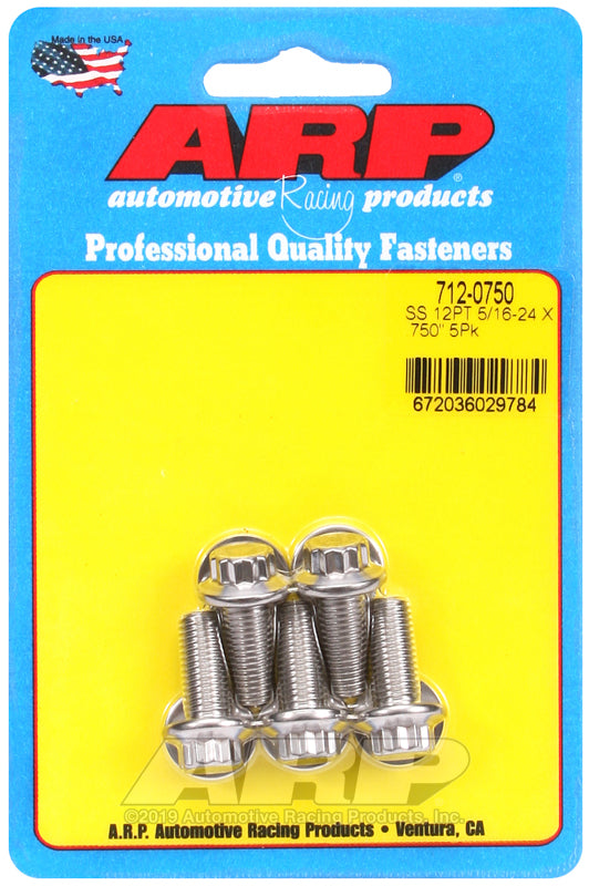 ARP 712-0750 5/16in-24 x .750 12pt SS Bolts (5/pkg)