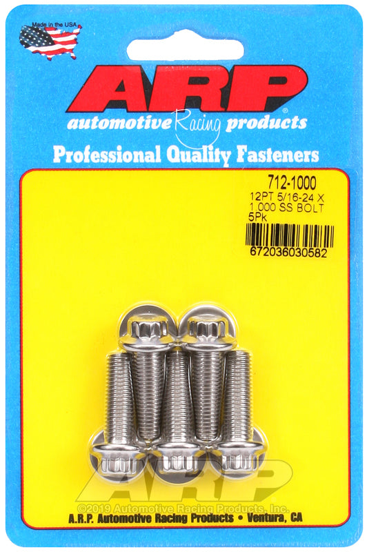 ARP 712-1000 5/16in-24 x 1.000in 12pt SS Bolts (5/pkg)