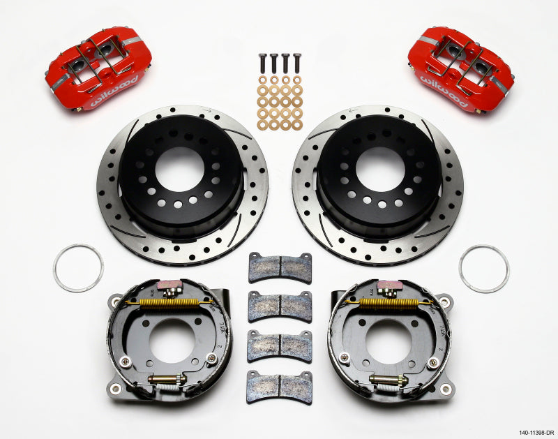 Wilwood Dynapro Low-Profile 11.00in P-Brake Kit Drill-Red Chevy 12 Bolt 2.75in Off w/ C-Clips - #140-11398-DR