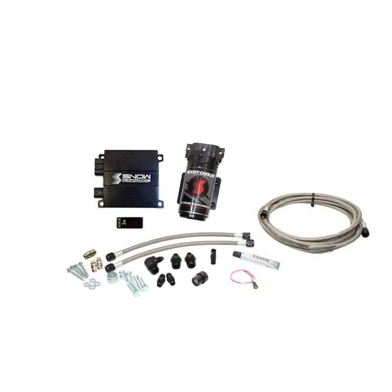Snow Performance SNO-20010-BRD-T Stage 2 Boost Cooler Progressive Engine Mount Water Inj. Kit (SS Braided Line/4AN) w/o Tank