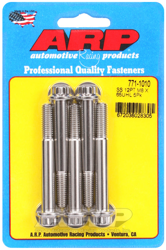 ARP 771-1010 M8 x 1.25 x 65mm 12pt SS Bolts (5/pkg)