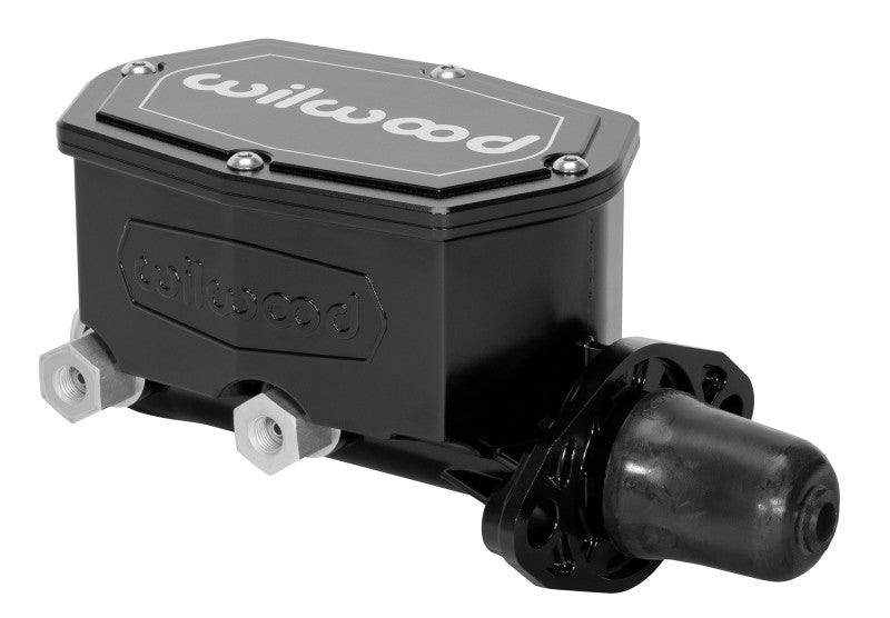 Wilwood Compact Tandem Master Cylinder - 1.12in Bore - w/Pushrod (Black) - #260-14960-BK
