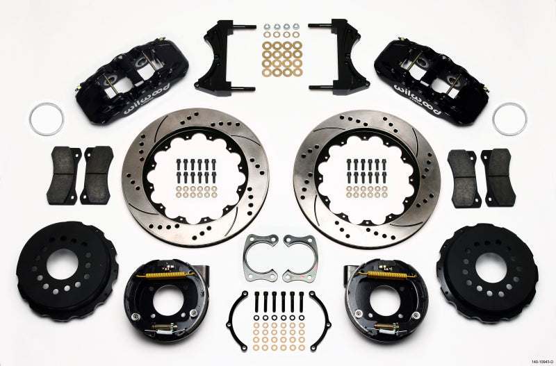 Wilwood AERO4 Rear P-Brake Kit 14.00in Drilled Chevy 12 Bolt w/ C-Clips - #140-10943-D