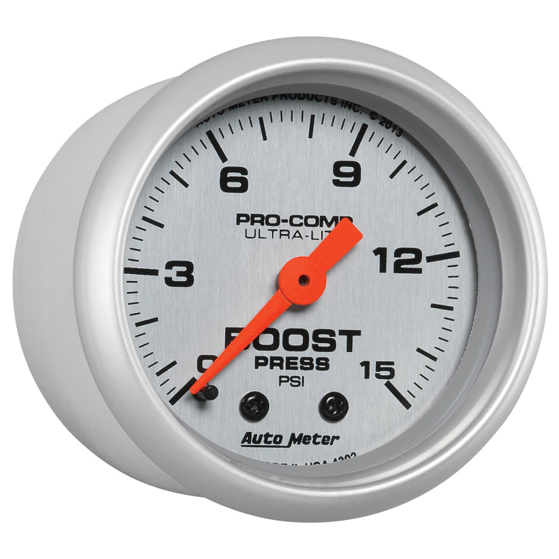 AutoMeter 4302 Ultra-Lite 52mm 0-15 PSI Mechanical Boost Gauge