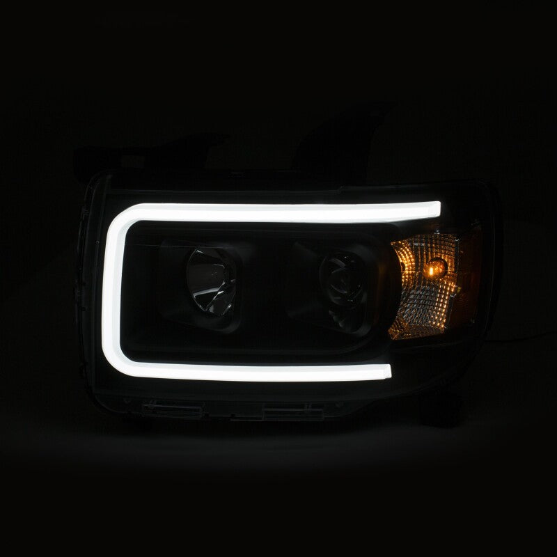 ANZO 2015+ GMC Canyon Projector Headlights with Plank Style Design Black with Amber