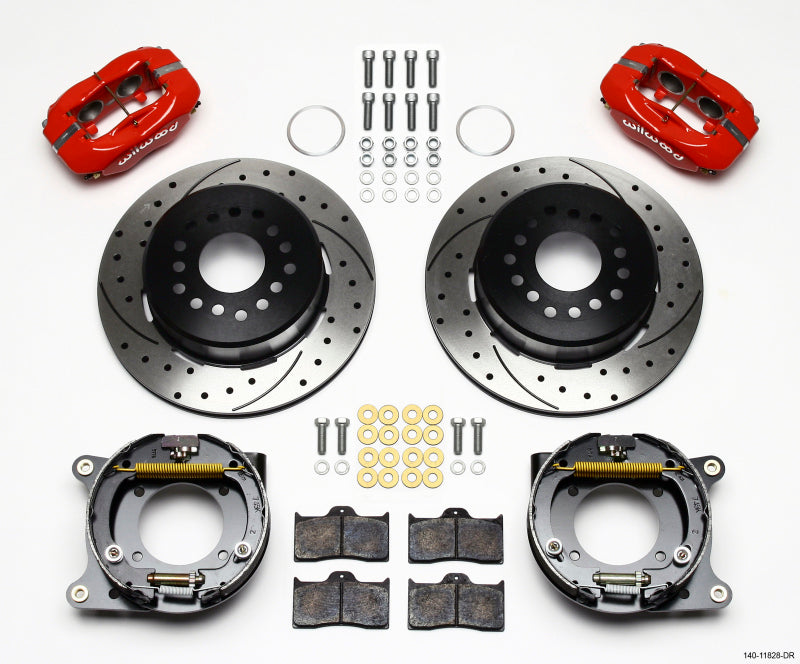 Wilwood Forged Dynalite P/S Park Brake Kit Drill-Red Impala 59-64 / Corvette 57-62 - #140-11828-DR