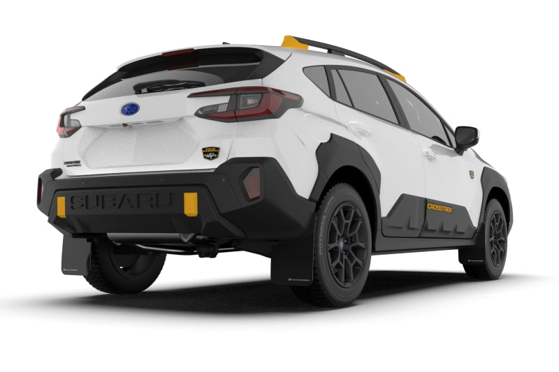 Rally Armor UR Mud Flaps - 2024-2026 Subaru Crosstrek - Black/Orange Logo - #MF116-UR-BLK-WOR