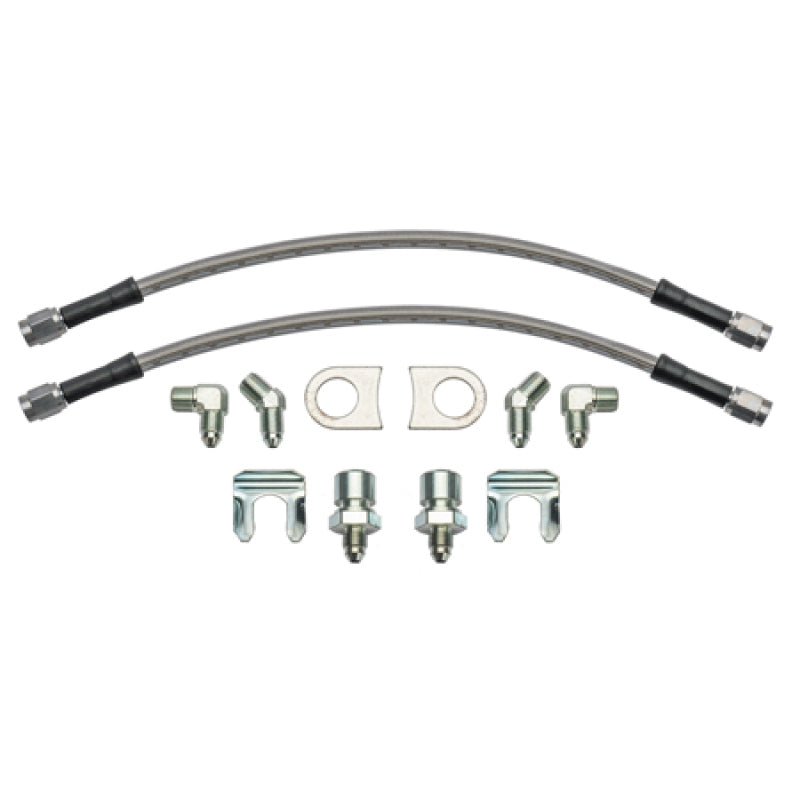 Wilwood 12in Length -3 to 3/8-24 IF 1/8-27 NPT 90 Degree Flexline Kit w/ Weld-On Bracket Tabs - #220-17288