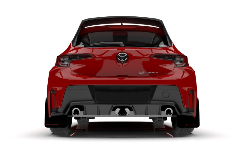 Rally Armor Mud Flaps - 2023-2026 Toyota GR Corolla - RAL UR Blk Flap/Dark Grey Logo - #MF89-UR-BLK-DGRY