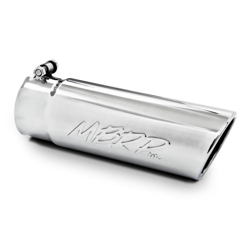 MBRP T5115BLK Exhaust Tip - 3.5" OD Angled Rolled End; 3" inlet; 10" length | Black Coated