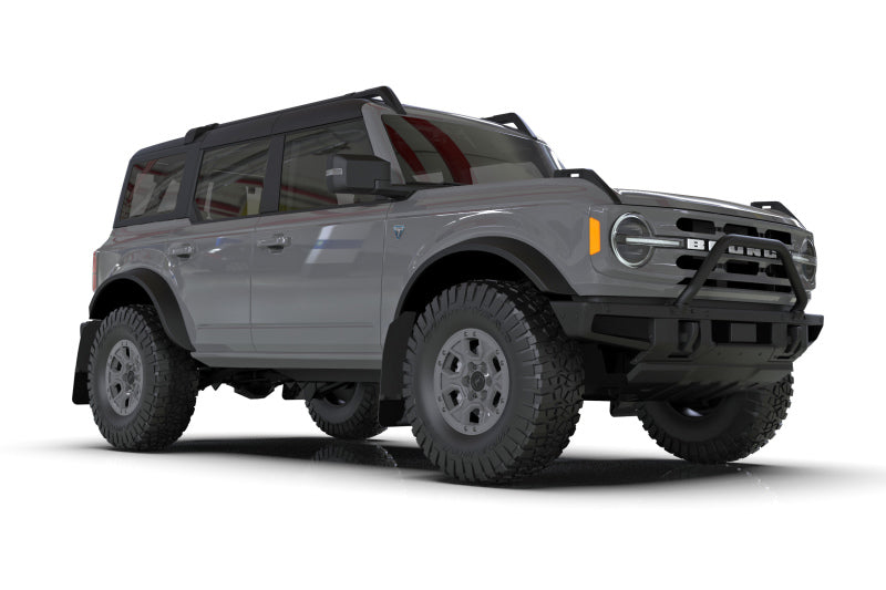 Rally Armor Mud Flaps - 2021-2026 Ford Bronco - RAL Hybrid Blk Flap/Met. Blk - #MF85-RR-ST-MBK