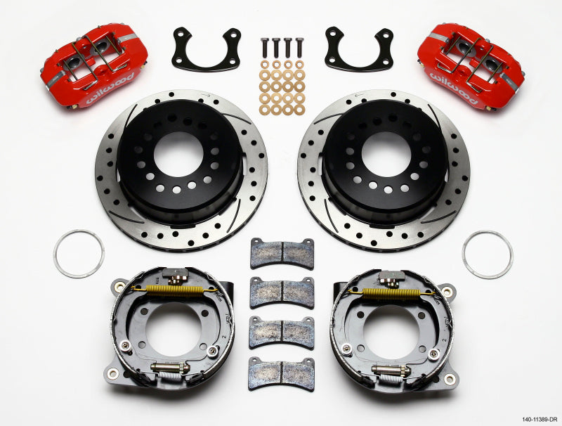 Wilwood Dynapro Low-Profile 11.00in P-Brake Kit Drill-Red New Big Ford 2.50in Offset - #140-11389-DR