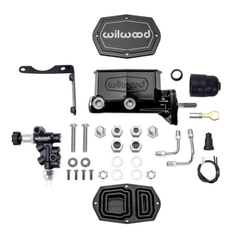 Wilwood Mopar Compact Tandem Master Cylinder Kit w/ Combination Valve & Pushrod 15/16in Bore - Black - #261-16796-BK