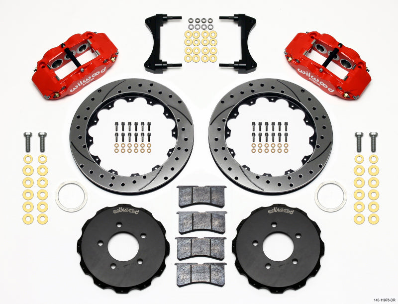 Wilwood Narrow Superlite 6R Front Hat Kit 12.88in Drill Red 2006-Up Civic / CRZ - #140-11978-DR