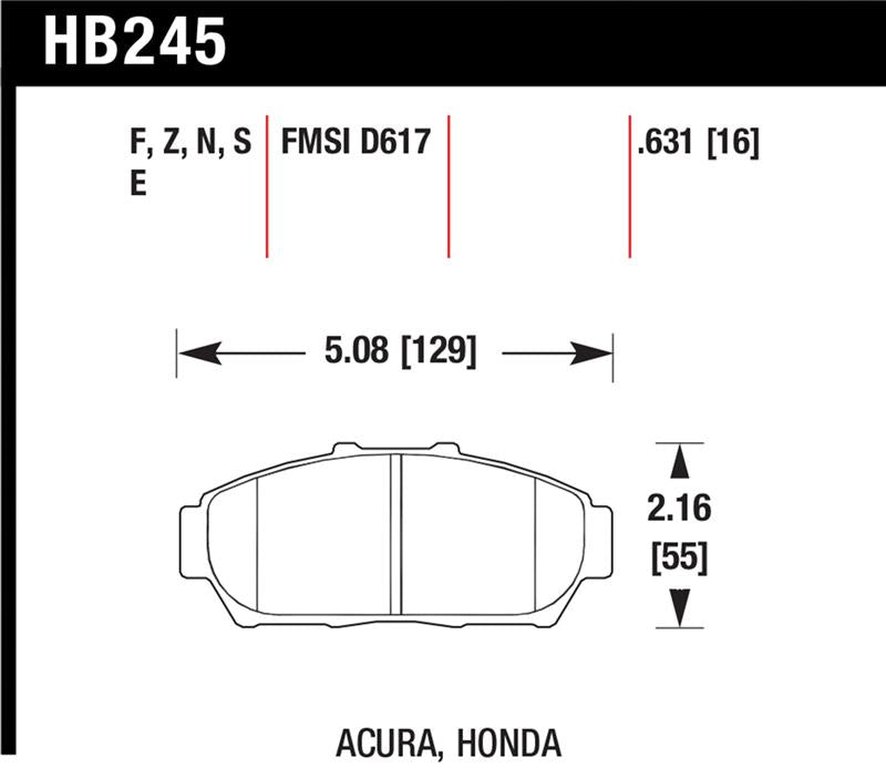 Hawk Performance HB245G.631 DTC-60 Motorsport Brake Pads