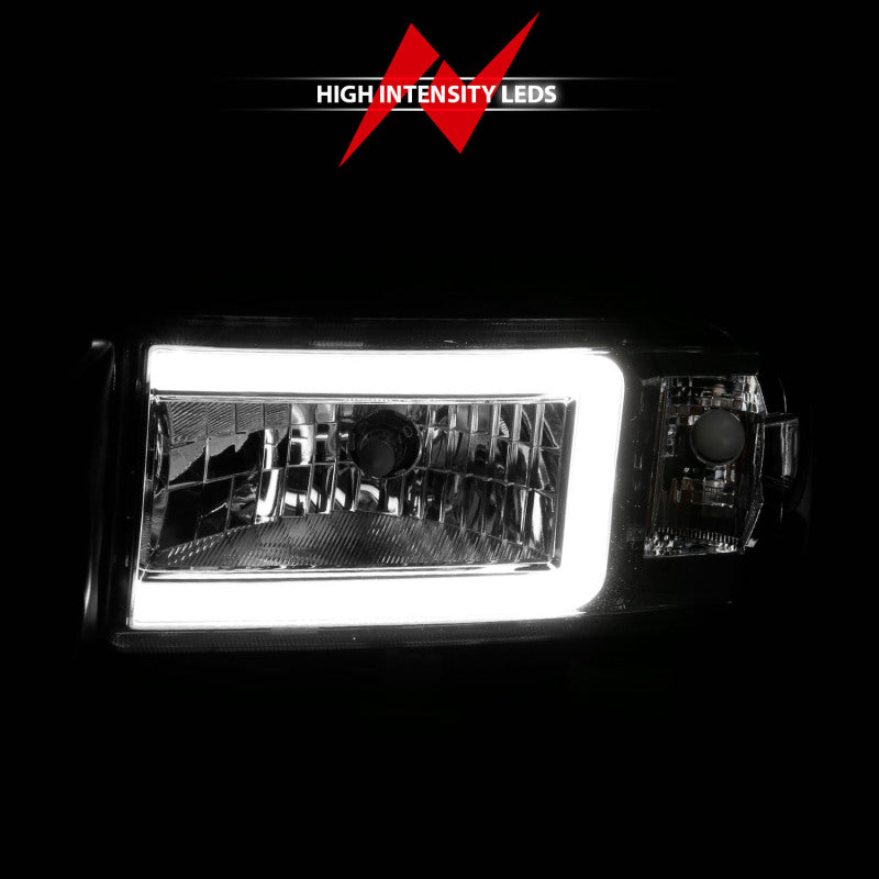 ANZO 94-02 Dodge RAM Crystal Headlight - with Light Bar Chrome Housing