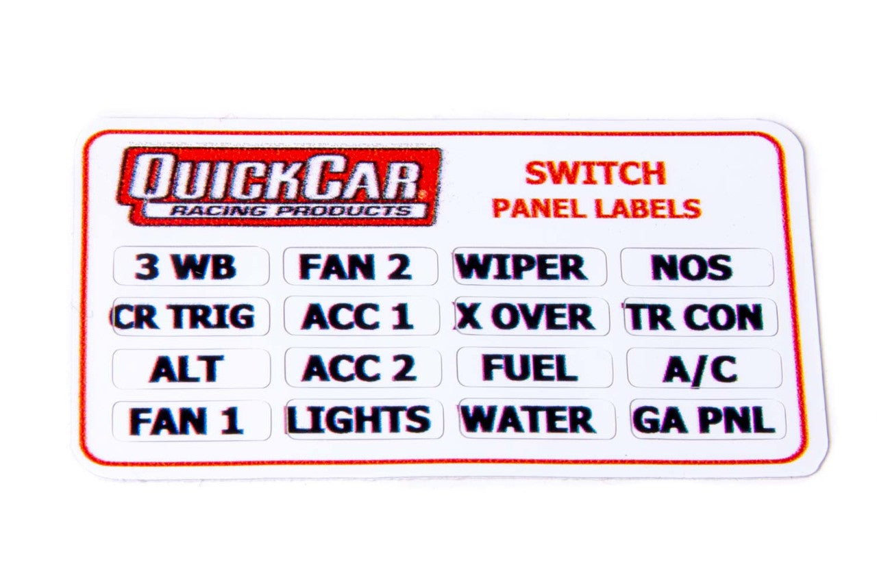 QuickCar Small Labels for Switch Panels