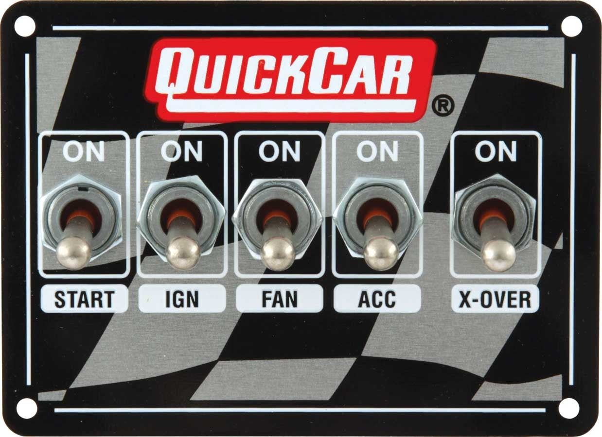 QuickCar Dual Ignition 5 Switch Panel w/Flag Plate