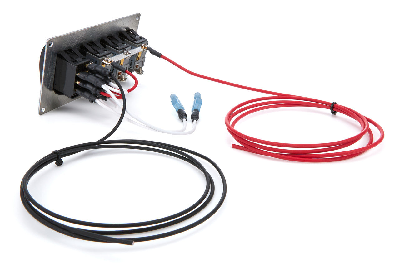 QuickCar Switch Panel - Black Plate, Rocker 3 Accessory Switches, Winch Switch