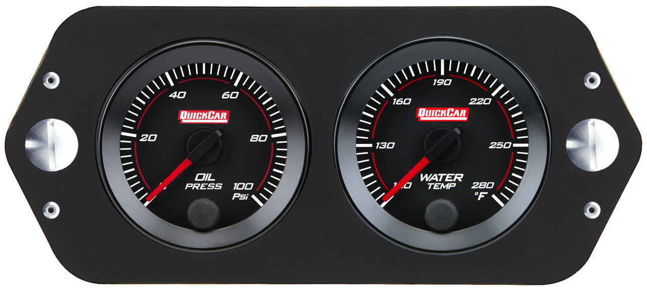 QuickCar Redline Gauge Panel - Midget/Micro, Dzus Fasteners, 2-1/16" OP/WT