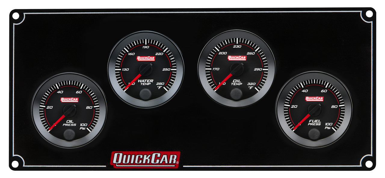 QuickCar RedLine Gauge Panel - Black Plate, 2-1/16" OP/WT/OT/FP100