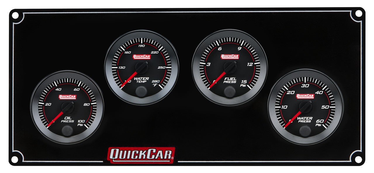 QuickCar RedLine Gauge Panel - Black Plate, 2-1/16" OP/WT/FP15/WP