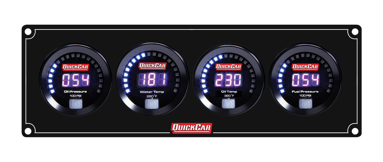 QuickCar Digital Gauge Panel - Black Plate, OP/WT/OT/FP100