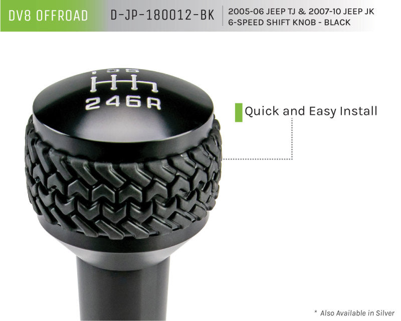DV8 Offroad 2005-2010 Jeep TJ/JK 6-Speed Shift Knob Black Finish - #D-JP-180012-BK