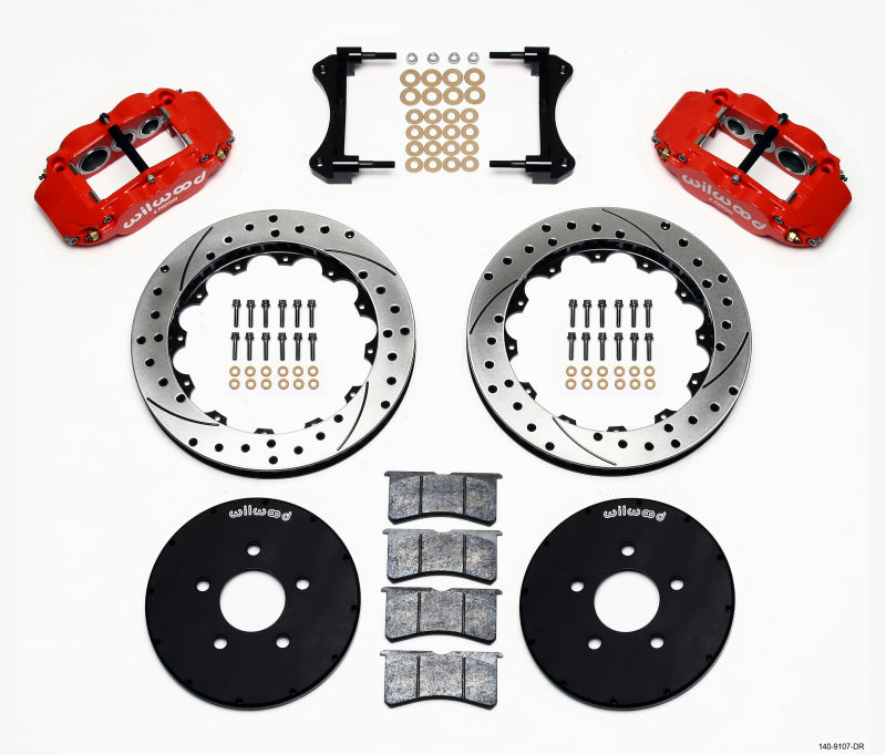 Wilwood Narrow Superlite 6R Front Hat Kit 12.88in Drill Red 1994-2004 Mustang - #140-9107-DR