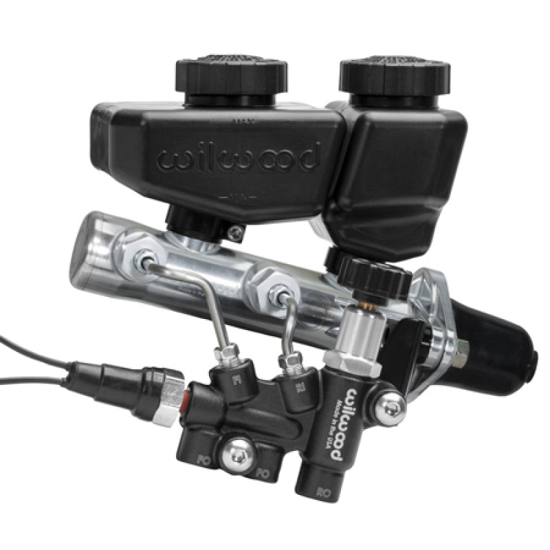 Wilwood Remote Tandem M/C Kit w/Bracket and Valve - 1in Bore Black - #261-16962-BK