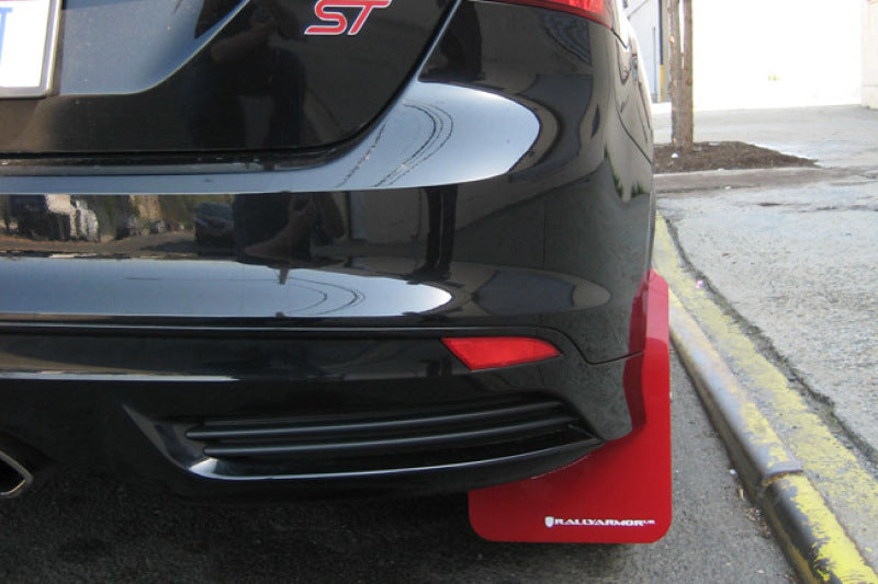 Rally Armor UR Mud Flaps - 2013-2018 Ford Focus - Red/White Logo - #MF27-UR-RD/WH