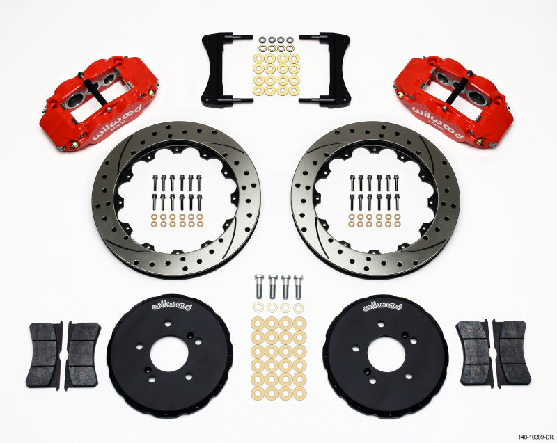 Wilwood Narrow Superlite 6R Front Hat Kit 12.88in Drill Red Honda S2000 - #140-10309-DR