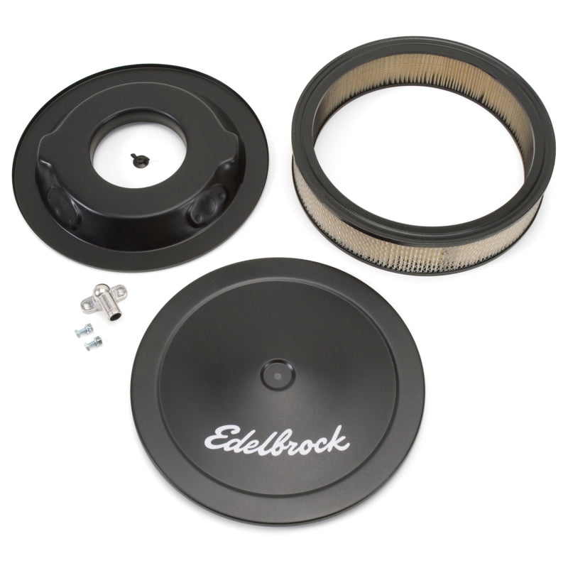 Edelbrock 1223 Pro-Flo Round Air Cleaner 14 x 3-3/4 in Dropped Base Black