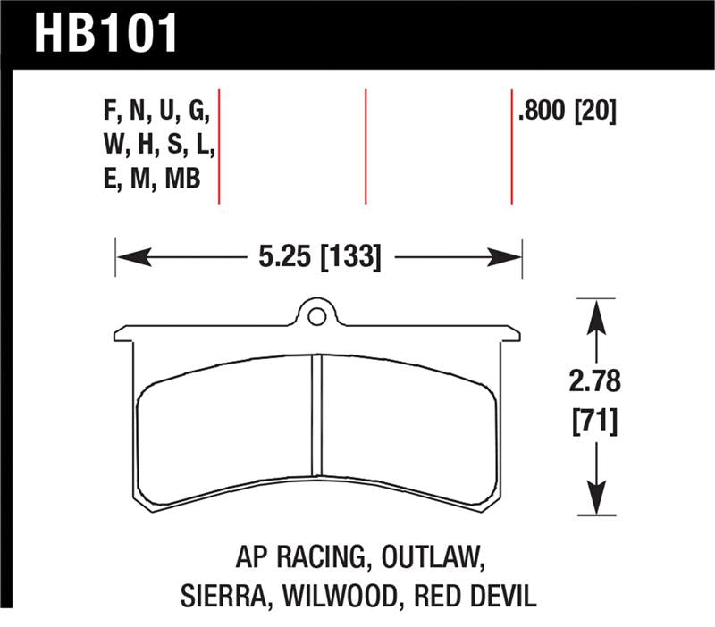 Hawk Performance HB101D.800 ER-1 Motorsport Brake Pads