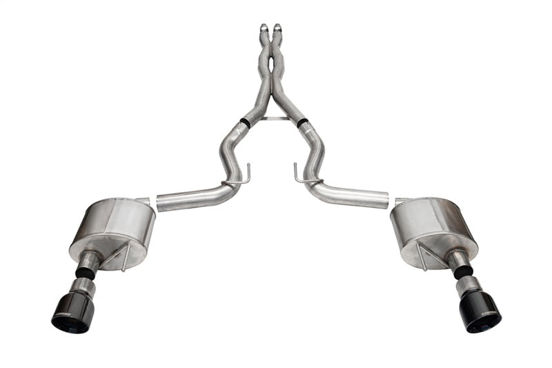 Corsa 24+ Ford Mustang GT Xtreme Cat-Back Ex. Sys. 3.0in Dual Rear Exit with 4.5in Black PVD Pro Tips