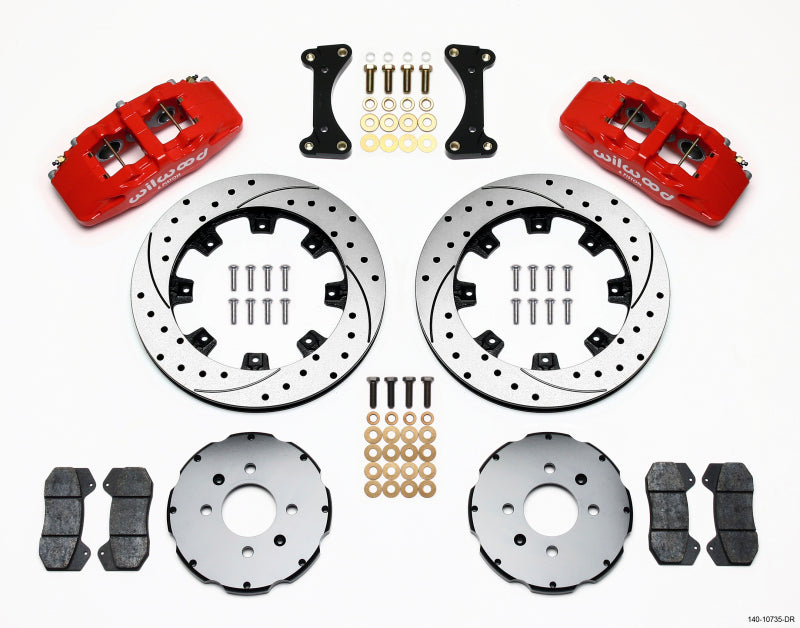 Wilwood Dynapro 6 Front Hat Kit 12.19in Drilled Red 94-01 Honda/Acura w/262mm Disc - #140-10735-DR
