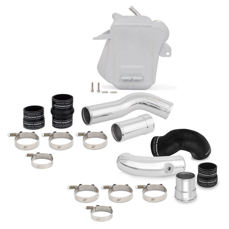 Mishimoto 11-16 Ford 6.7L Powerstroke Air-To-Water Intercooler Kit - Wrinkle Silver w/Polished Pipes - #MMINT-F2D-11KSLP