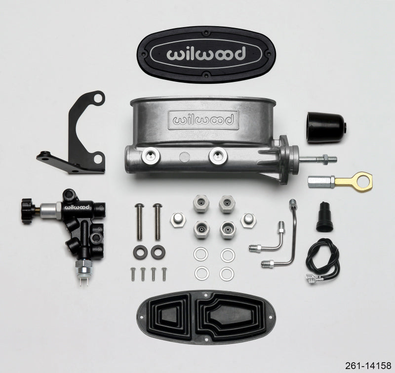 Wilwood HV Tandem M/C Kit w L/H Bracket & Prop Valve - 15/16in Bore-W/Pushrod - Early Mustang - #261-14158