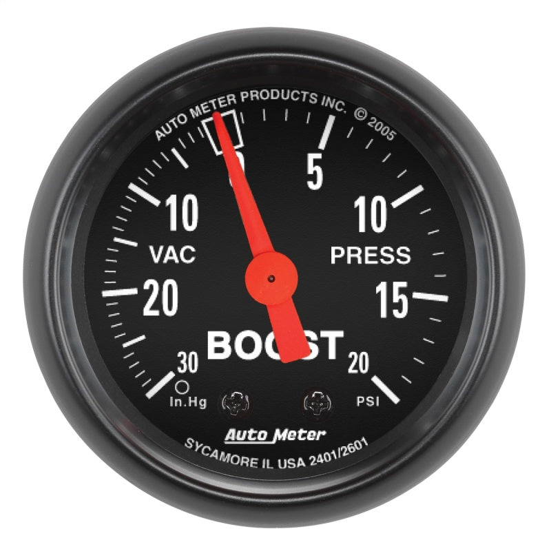 AutoMeter 2601 Z Series 52mm 20 PSI Mechanical Boost Vacuum Gauge