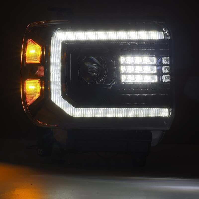 AlphaRex 880612 14-18 GMC Sierra PRO-Series Projector Headlights Plank Alpha Black w/Activation Light/Sequential Signal/DRL