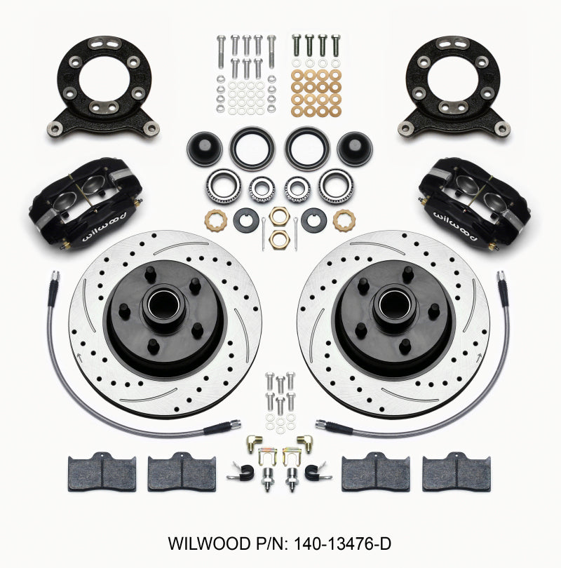 Wilwood Forged Dynalite-M Front Kit 11.30in 1 PC Rotor&Hub-Drill 65-69 Mustang Disc & Drum Spindle - #140-13476-D