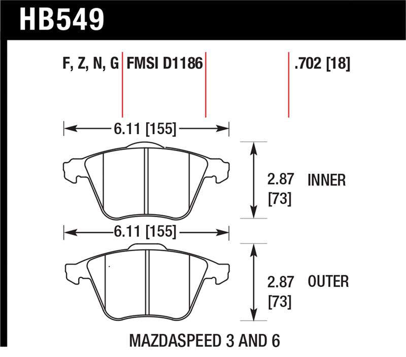 Hawk Performance HB549N.702 HP Plus Crossover Street/Motorsport Brake Pads
