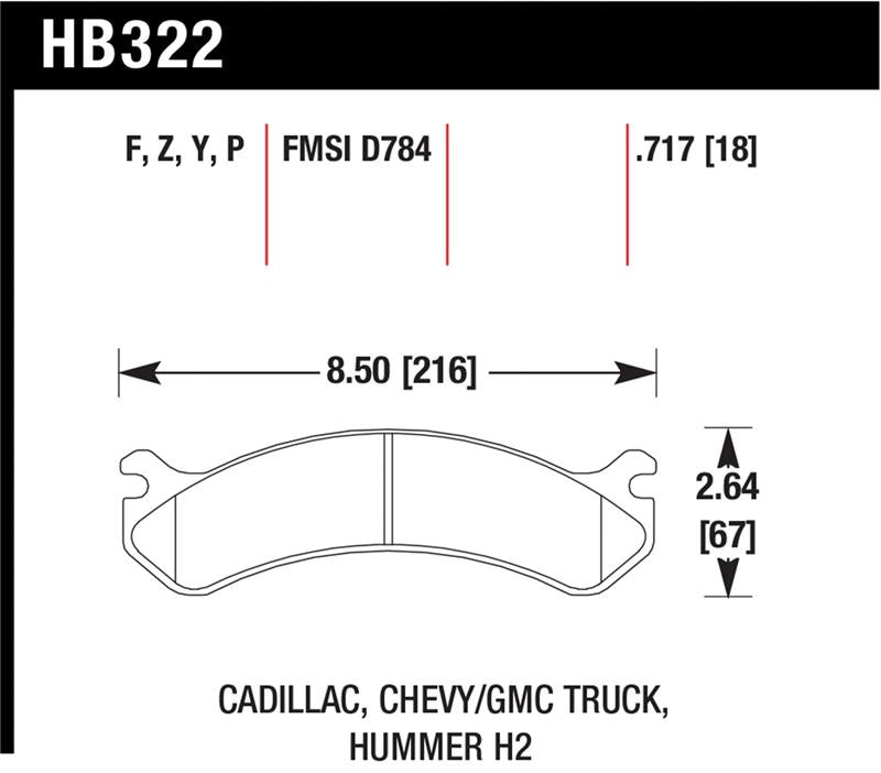 Hawk Performance HB322Y.717 LTS Light Truck and SUV Street Brake Pads