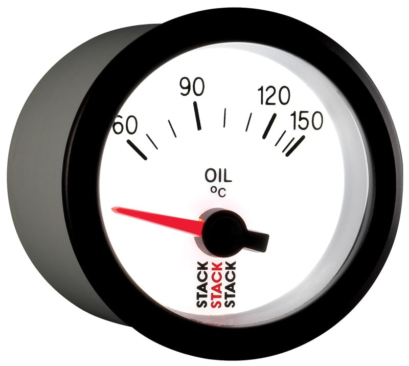 AutoMeter ST3259 Stack 52mm 60-150 Degrees C M10 Male Electric Oil Temperature Gauge - White