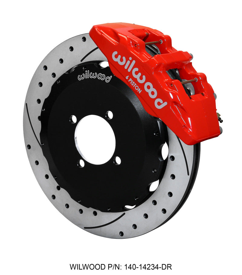 Wilwood Dynapro 6 Front Hat Kit 12.88in Drilled Red 2016-Up Mazda MX5 Miata w/ Lines - #140-14234-DR