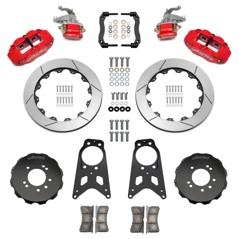 Wilwood 89-98 Nissan 240SX FNSL4R/MC4 Rear Parking BBK w/ 13.50in Slotted Rotors - Red - #140-18271-R