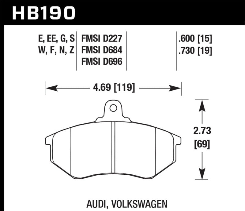 Hawk Performance HB190N.600 HP Plus Crossover Street/Motorsport Brake Pads