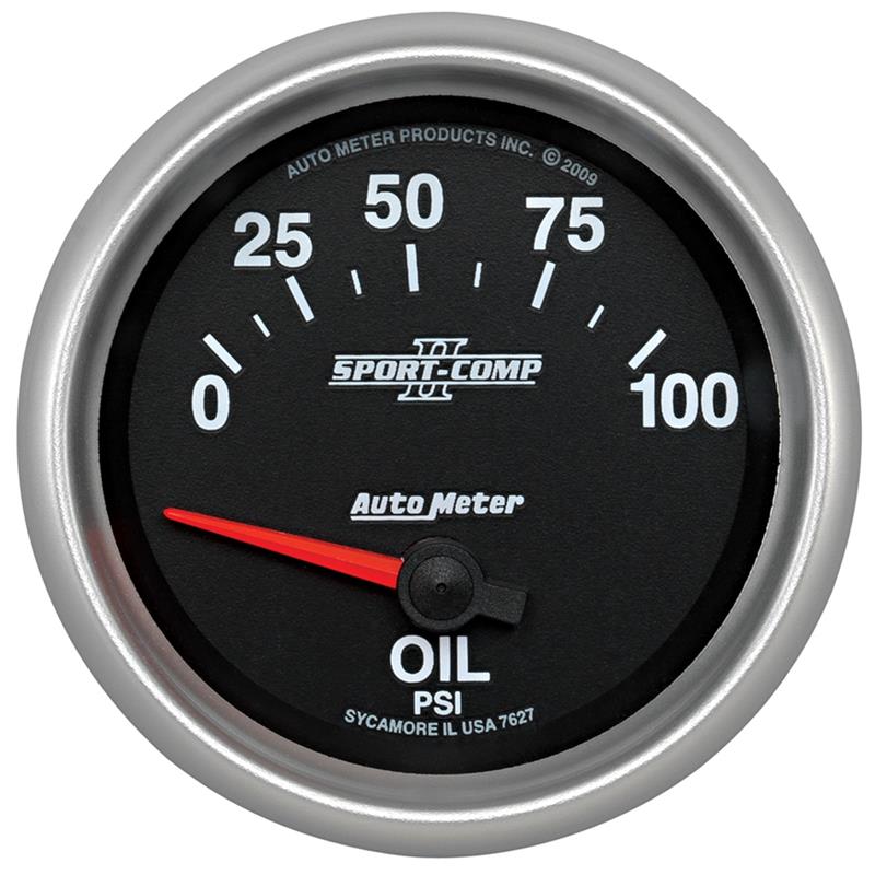 AutoMeter 7627 Sport-Comp II 0-100 PSI Short Sweep Electronic Oil Pressure Gauge