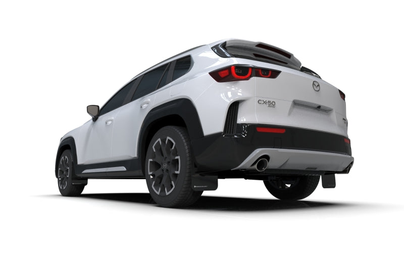 Rally Armor UR Mud Flaps - 2023-2025 Mazda CX-50 - Black/Grey Logo - #MF107-UR-BLK-GRY