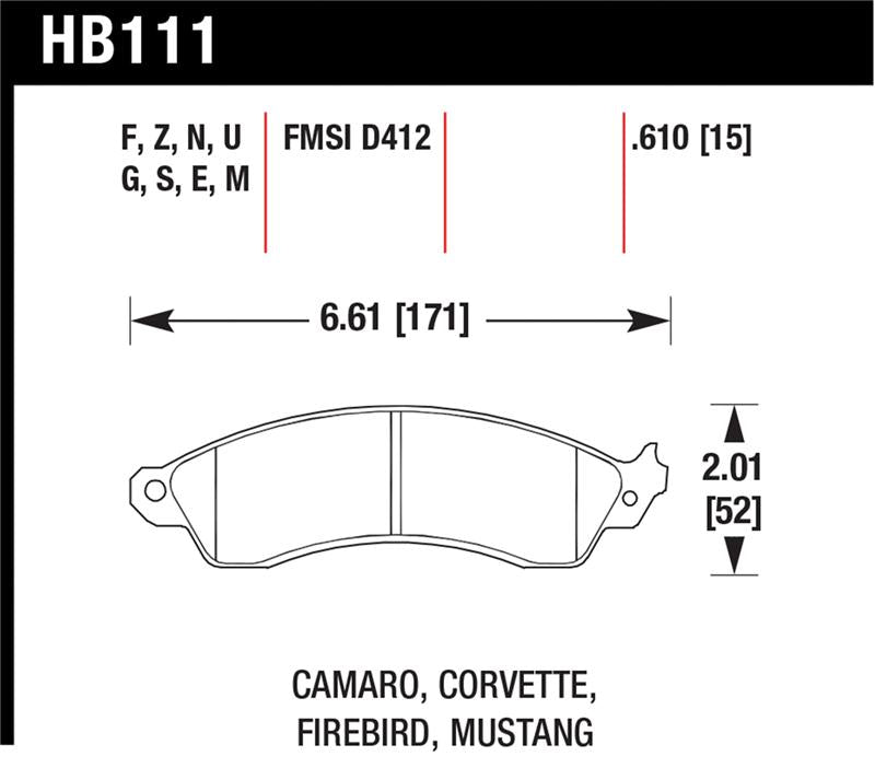 Hawk Performance HB111U.610 DTC-70 Motorsport Brake Pads